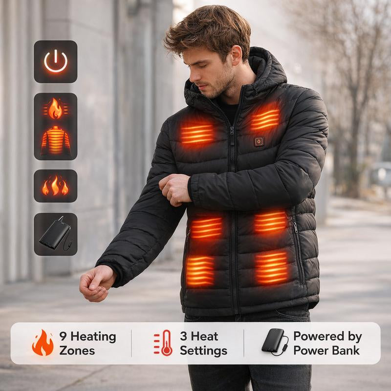 Men's Heated Waterproof Vest - Stay Warm & Stylish This Winter with 9 Heating Areas for Outdoor Adventures